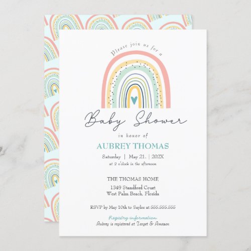 Boho Rainbow Baby Shower Gender Neutral Invitation