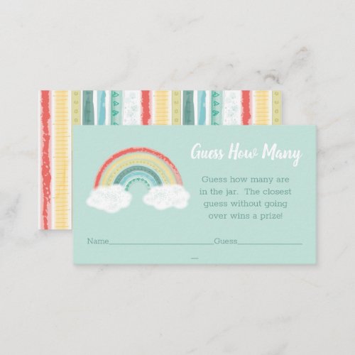 Boho Rainbow Baby Shower Guessing Game Enclosure Card