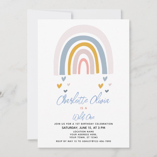 Boho Rainbow Baby Shower in Terracotta Orange Invitation (Front)