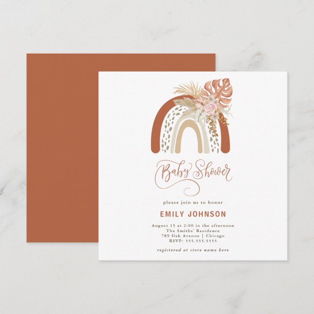 Boho Rainbow Baby Shower Invitation (Front/Back)