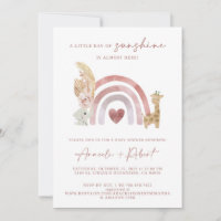 Boho Rainbow Baby Shower Invitation