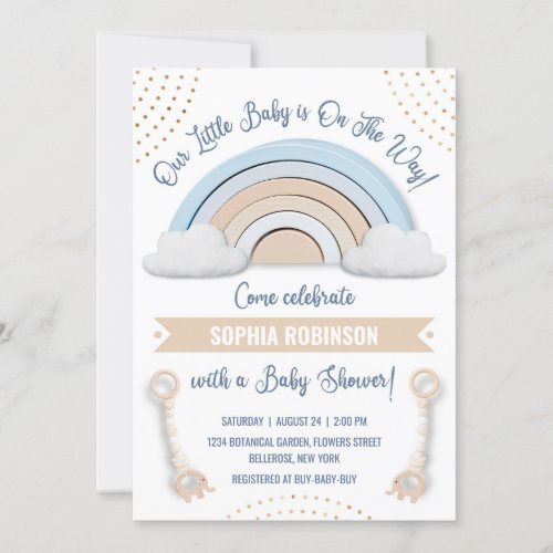 Boho Rainbow Baby Shower Invitation