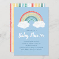 Boho Rainbow Baby Shower Invitation