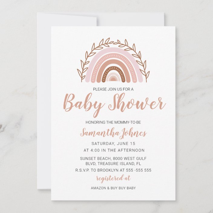 Boho Rainbow Baby Shower Invitation