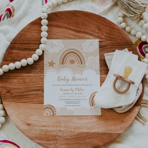 Boho Rainbow Baby Shower Invitation