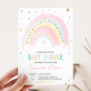 Boho Rainbow Baby Shower Invitation