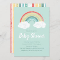 Boho Rainbow Baby Shower Invitation