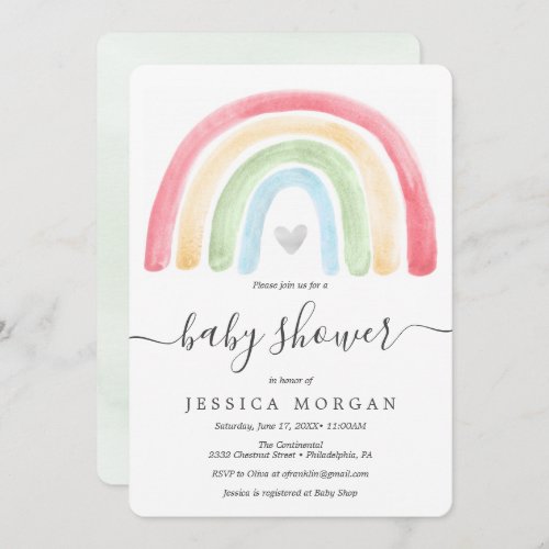 Boho Rainbow Baby Shower Invitation Card