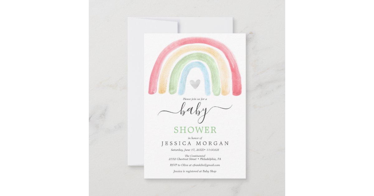 Boho Rainbow Baby Shower Invitation Card