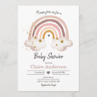 Boho Rainbow Baby Shower Invitation Girl Rustic