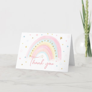 Boho Rainbow Baby Shower  Letterpress Thank You Card