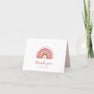 Boho Rainbow Baby Shower Letterpress Thank You Card