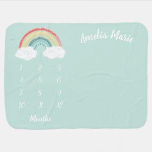 Boho Rainbow Baby Shower Milestone Blanket