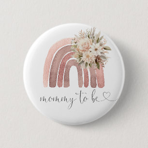 Boho Rainbow Baby Shower Mommy To Be Button