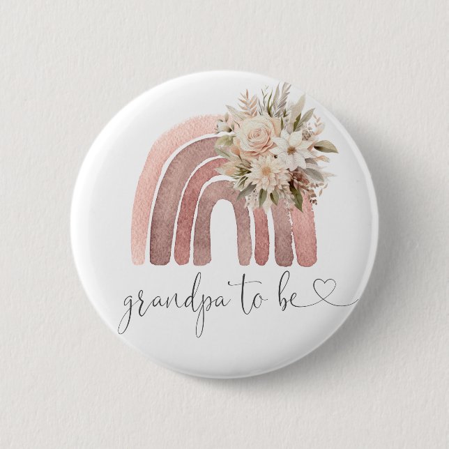 Boho Rainbow Baby Shower Mommy To Be Button (Front)