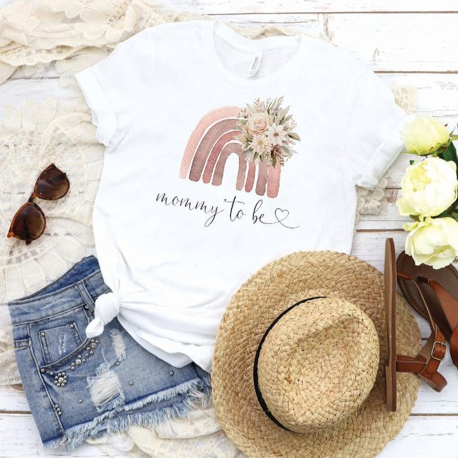 Boho Rainbow Baby Shower  Mommy To Be  T-Shirt (Creator Uploaded)