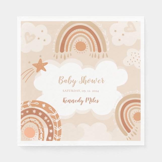 Boho Rainbow Baby Shower  Napkins (Front)