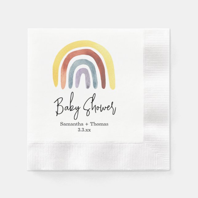 Boho rainbow baby shower napkins (Front)