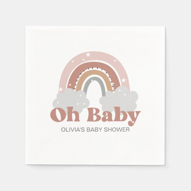 Boho Rainbow Baby Shower Napkins (Front)