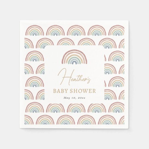 Boho Rainbow Baby Shower Napkins