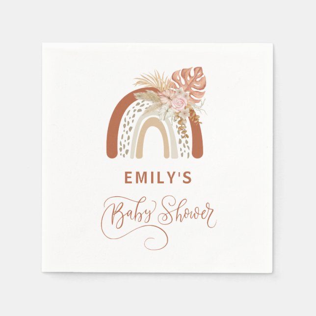 Boho Rainbow Baby Shower Napkins (Front)