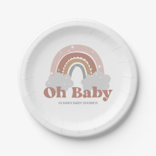 Boho Rainbow Baby Shower Paper Plates