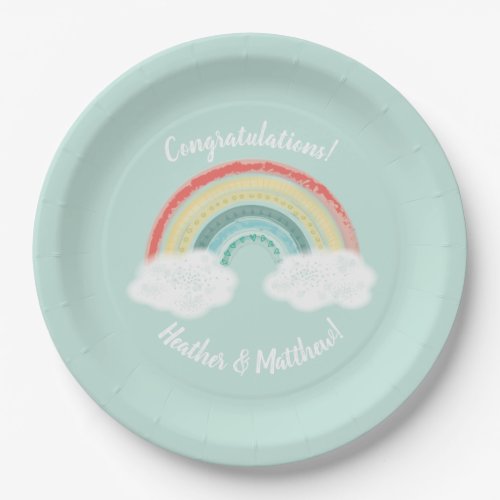 Boho Rainbow Baby Shower Paper Plates