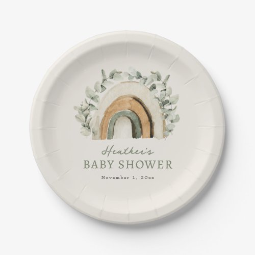 Boho Rainbow Baby Shower Paper Plates