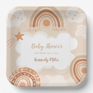 Boho Rainbow Baby Shower Paper Plates