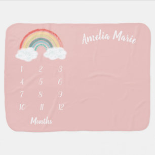 Boho Rainbow Baby Shower Pink Baby Blanket