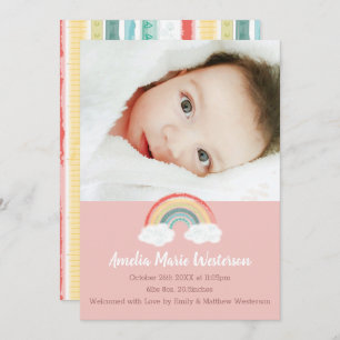 Boho Rainbow Baby Shower Pink Invitation
