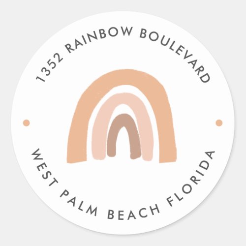 Boho Rainbow Baby Shower Return Address Classic Round Sticker