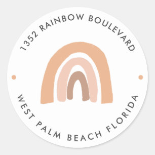 Boho Rainbow Baby Shower Return Address Classic Round Sticker
