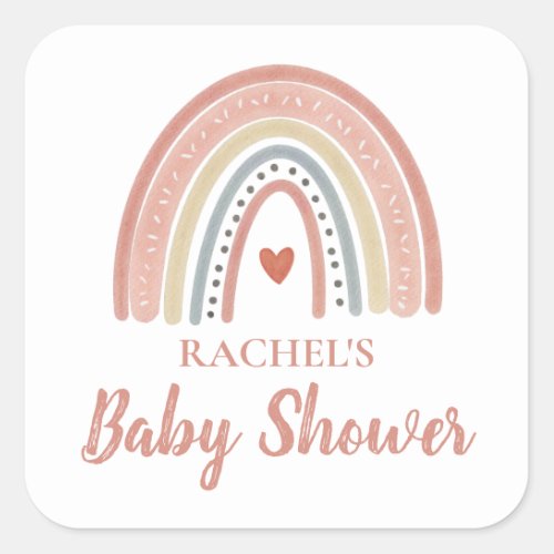 Boho Rainbow Baby Shower   Square Sticker