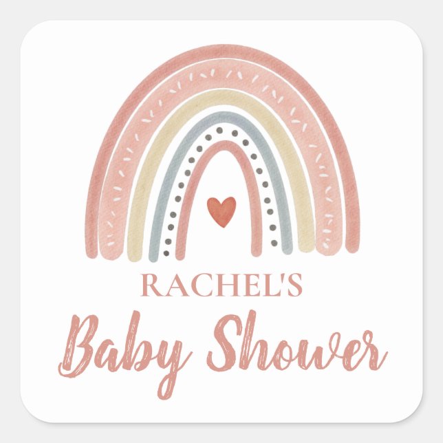 Boho Rainbow Baby Shower   Square Sticker (Front)