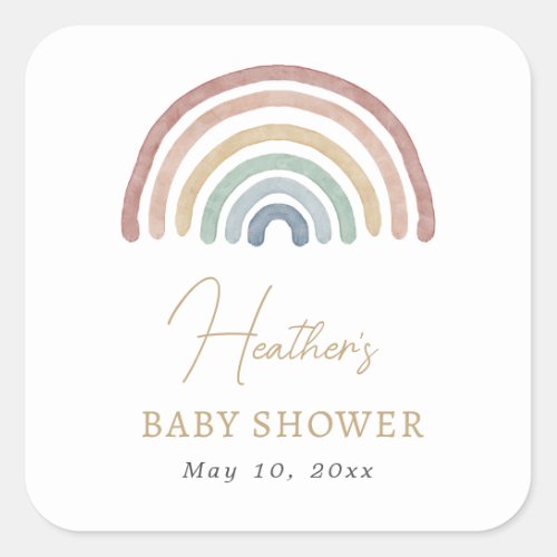 Boho Rainbow Baby Shower Sticker