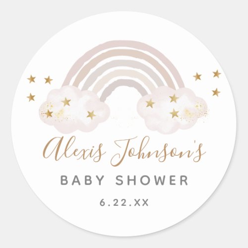 Boho Rainbow Baby Shower Stickers