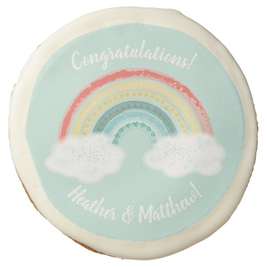 Boho Rainbow Baby Shower Sugar Cookie (Front)