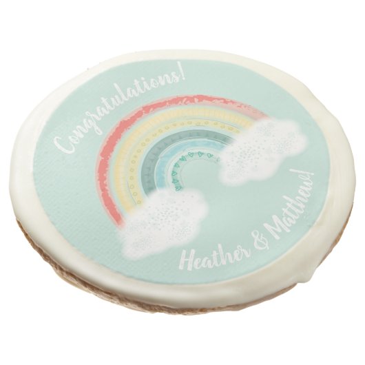 Boho Rainbow Baby Shower Sugar Cookie (Angled)