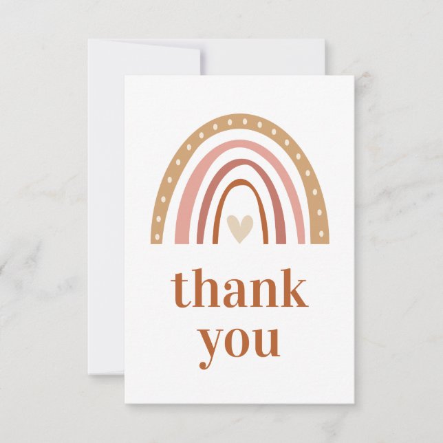 Boho Rainbow Baby Shower Thank You Card (Front)