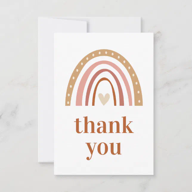 Boho Rainbow Baby Shower Thank You Card | Zazzle