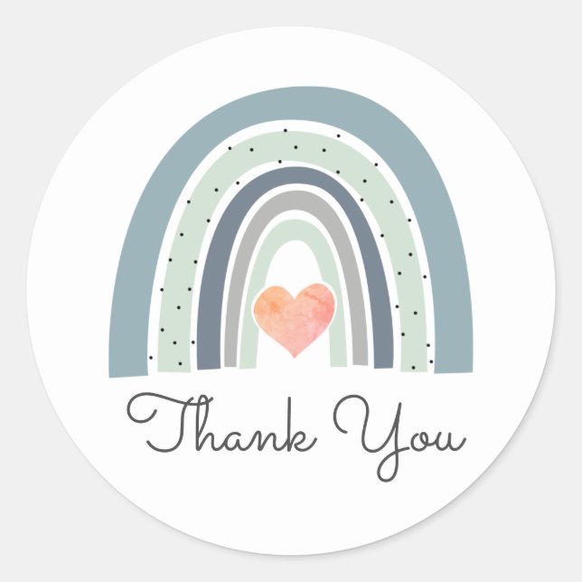 Boho Rainbow Baby Shower Thank You Classic Round S Classic Round Sticker (Front)
