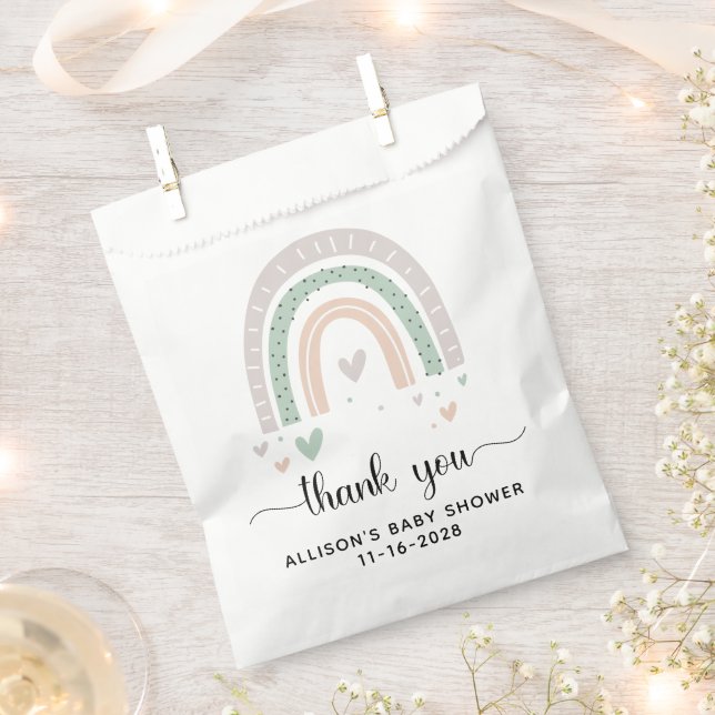 Boho Rainbow Baby Shower Thank You Favor Bag (Clipped)