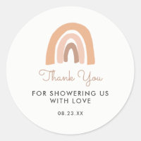 Boho Rainbow Baby Shower Thank You Favor Classic Round Sticker