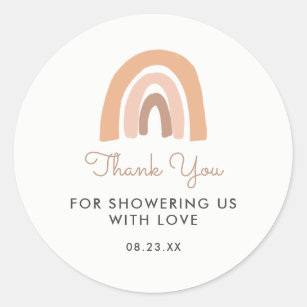 Personalised Boho Chic Baby Shower Wedding Stickers Favour Thank You Stickers 