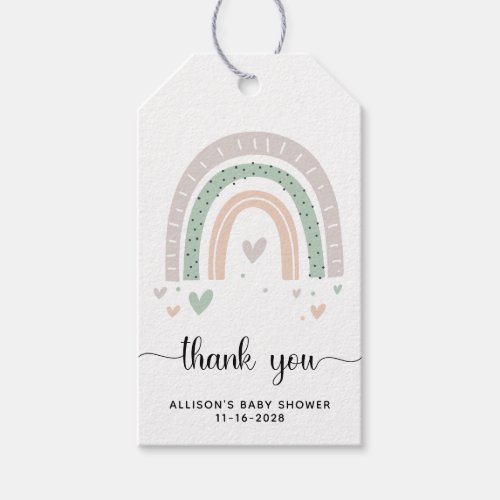 Boho Rainbow Baby Shower Thank You Gift Tags