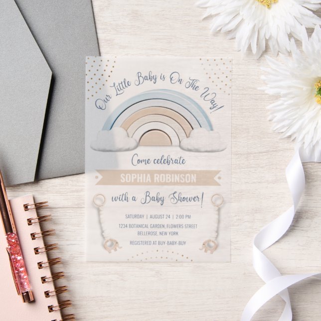 Boho Rainbow Baby Shower Vellum Invitations (Wedding)