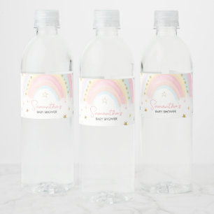 Boho Rainbow Baby Shower Water Bottle Label
