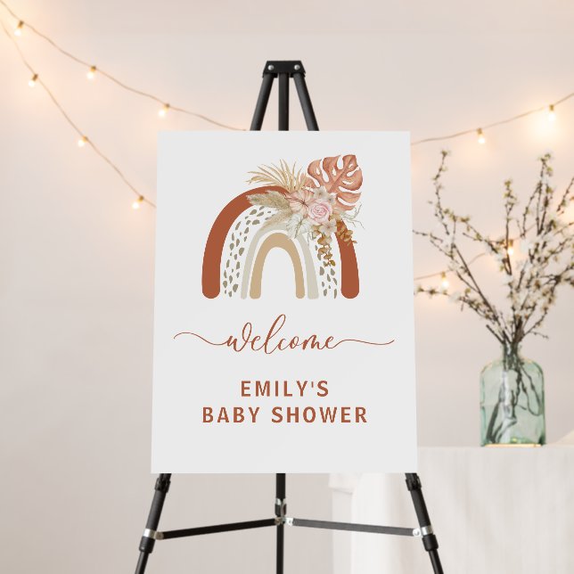 Boho Rainbow Baby Shower Welcome Foam Board (In Situ (Stand))