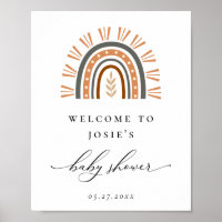 Boho Rainbow Baby Shower Welcome Poster